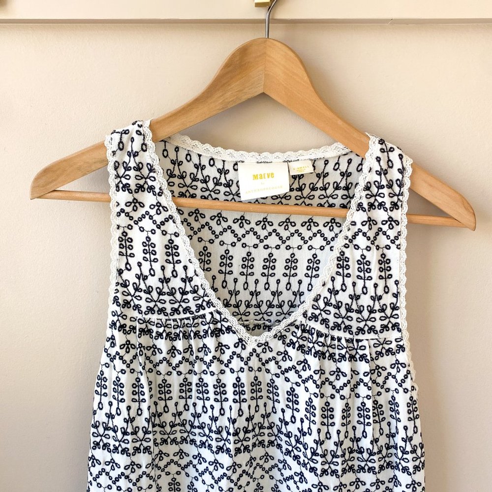 ✨Anthropologie✨ Embroidered Tank | Black & White | Size XS - Picture 3 of 9